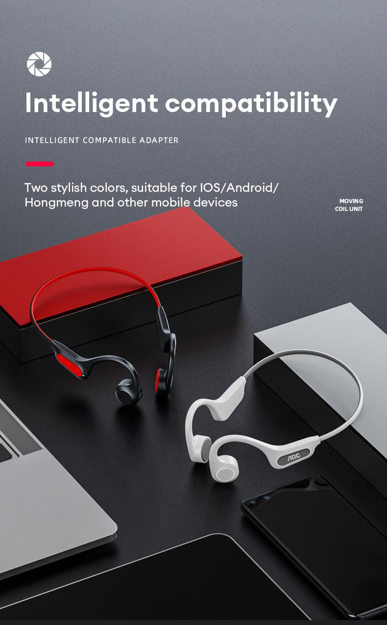 AOC ACN4521 Bone Conduction Neckband Wireless Earphones with High-Fidelity Natural Sound, Immersive Vibration Audio, Reduced Sound Leakage, IP56 Waterproof, Wireless Headphones for Music, Calls & Sports