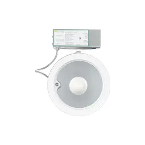 E2 LIGHTING 8 Inch Architectural Recessed LED Downlight with Pre-Wired Emergency Battery Backup, 5CCT Tunable 2700K–5000K, 16W/20W/24W Wattage Selectable, Dimmable Commercial Ceiling Light 120-277V