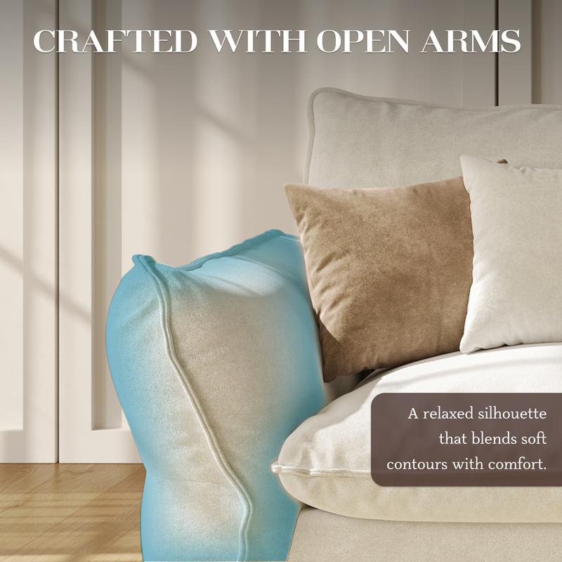 [New Year Deals] 81-106'' Down Blend Loveseat, Deep Seat Cloud Sofa with Feather-Filled Cushions, Ultra Soft Sink-in Comfort Couch for Living Room, Modern Oversized Sofa,Christmas Gifts for the Whole Family: Husband & Wife, Mom & Dad