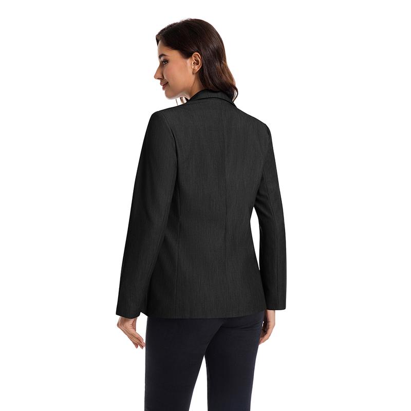 Women's Beige Business Casual Blazer Solid Color Work Jacket Lightweight Office Coat with Button Detail for Professional Spring Fall Outfits Chic Piece Collared Fitted Long Sleeve Minimalist Suits