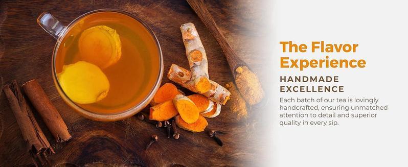 Premium Turmeric Ginger Cinnamon Tea - 100% Handmade Eco-conscious Bags No Sugar No Caffeine No Gluten Vegan Herbal Beverage