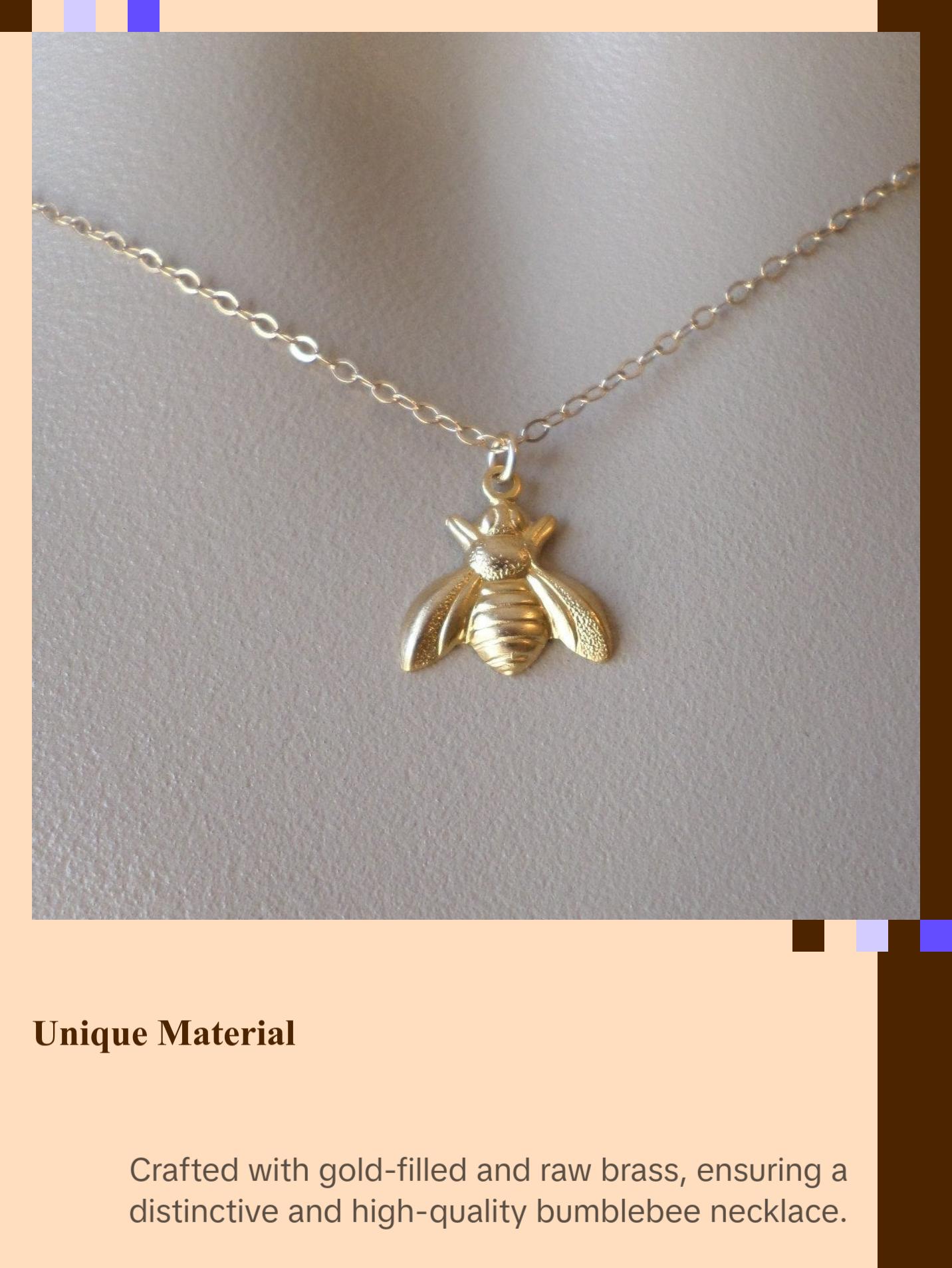 Bee Necklace - Gold Bumblebee Necklace - Gold and Brass Necklace - Nature Inspired Jewelry - Insect or Bug Necklace - Mothers Day Gift