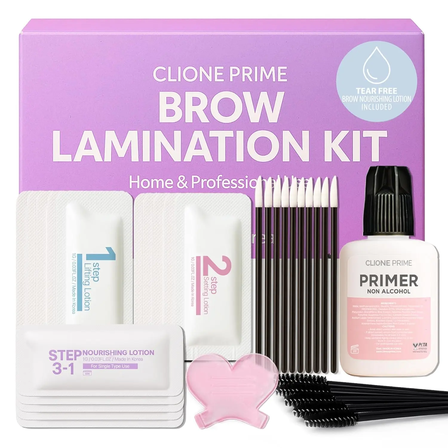 CLIONE PRIME Korean Brow Lamination Kit At Home - Eyebrow Lamination Kit, Professional Eye Brow Perm Kit For Salon, Instant DIY Eyebrow Lift Kit for Fuller Thicker Brows Lasts For Upto 8 Weeks, Makeup Cosmetic