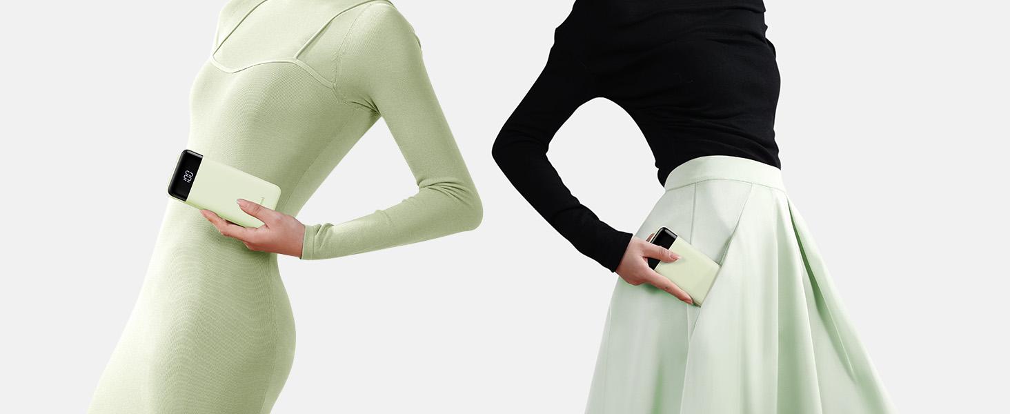 Charmast Ultra-Slim 10000mAh Portable Charger with Built-in Cables 6-Output & 3-Input Fast Charging External Battery Pack Power Bank for Smartphones Tablets USB-C Devices Travel Ready Airline Approved