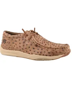 Men's Ostrich Print Clearcut Low Casual Shoes Moc Toe - 09-020-1662-3603 Ta