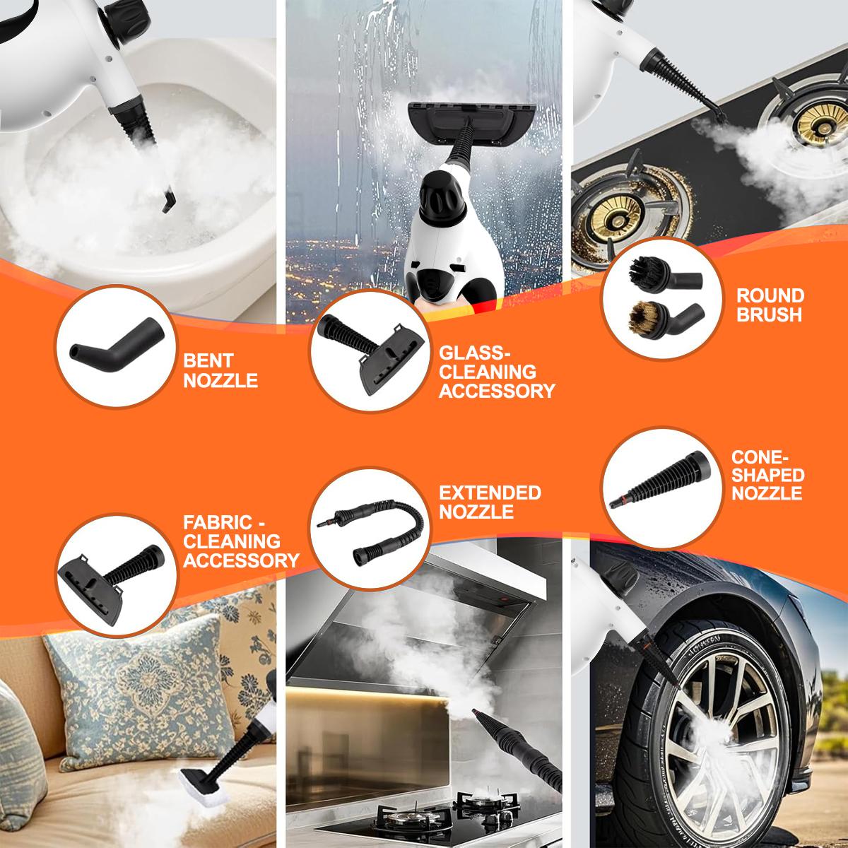 Pressurized Handheld Multi-Surface Steamer Steam Cleaner with 12pc Cleaning Kit