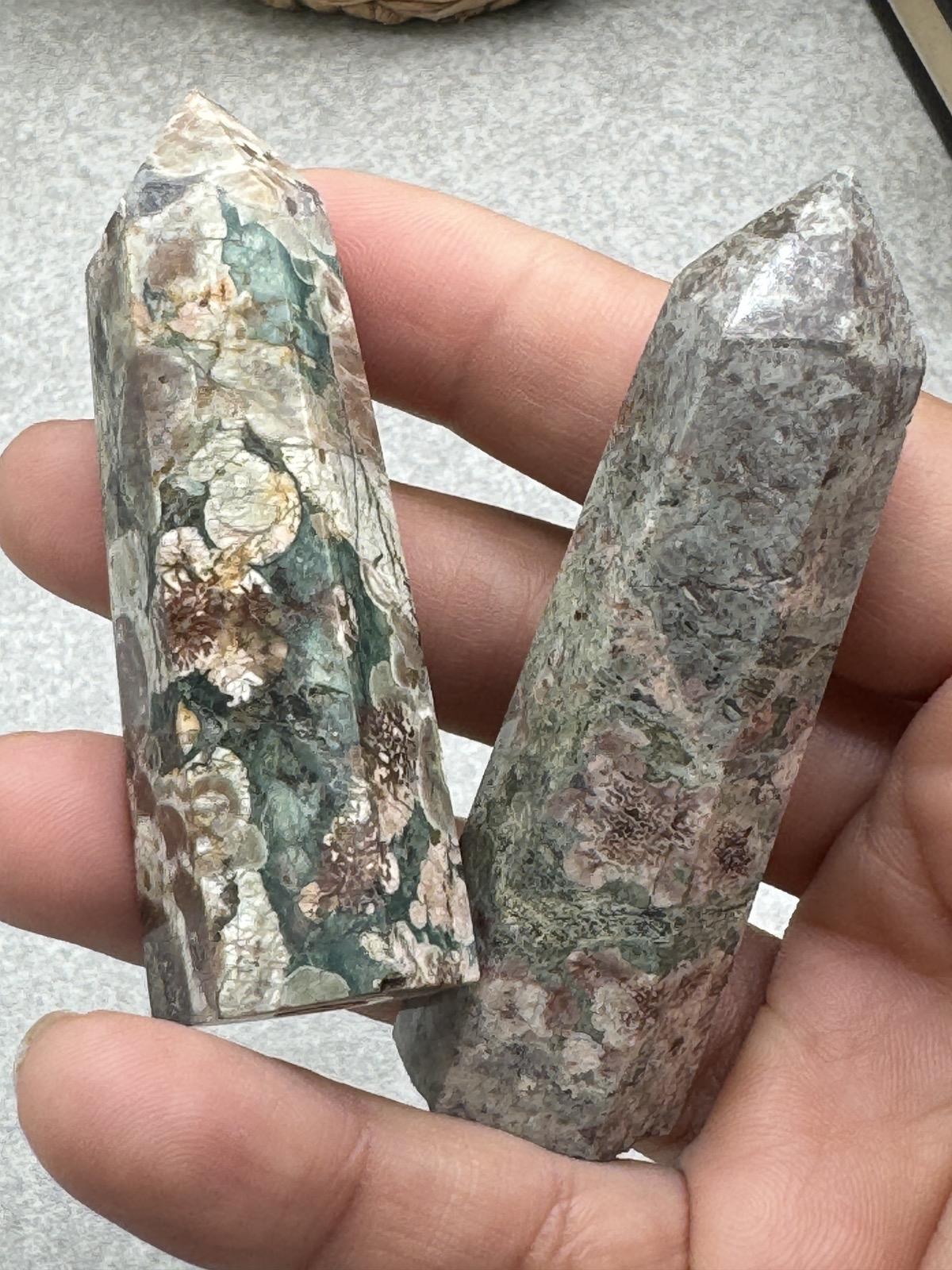 Green Cherry Blossom Agate Towers  Available now from Urban Rutile