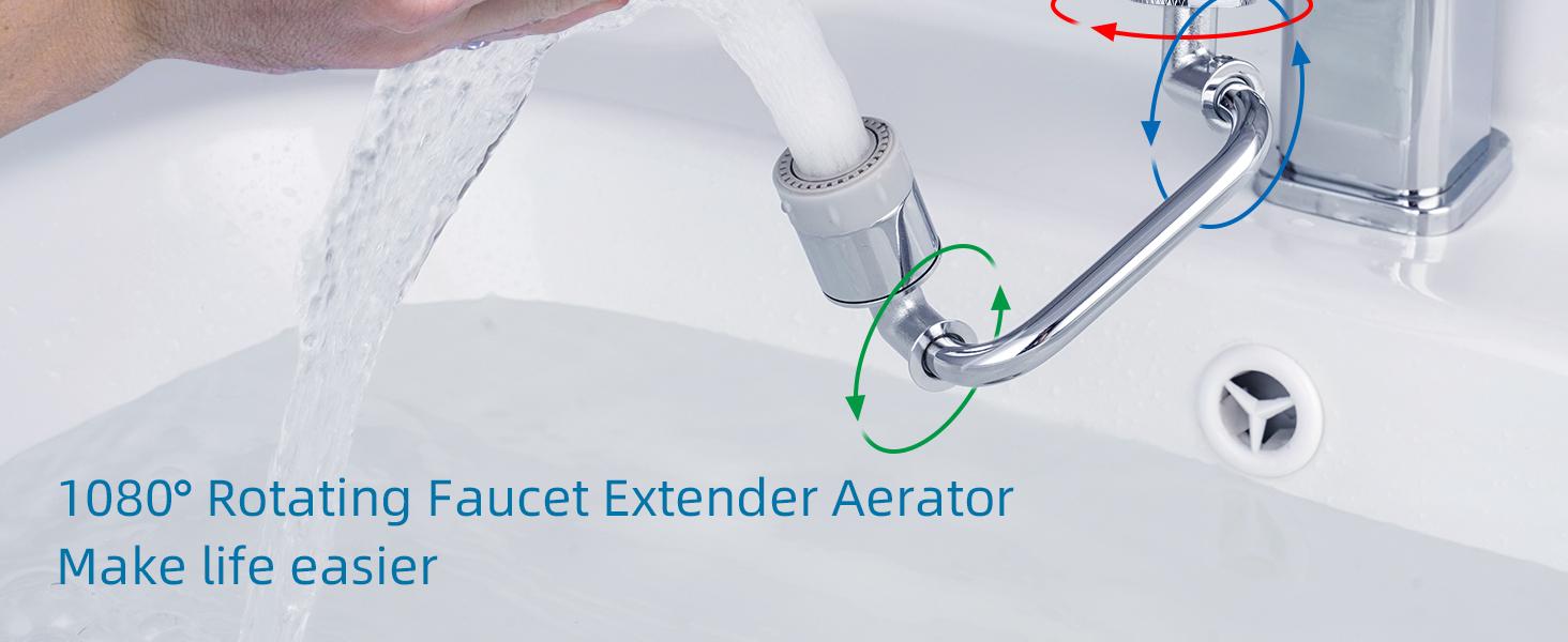 Hibbent 1080° Rotatable Faucet Extender, Swivel Faucet Aerator, Metal Faucet Attachment Dual Function Kitchen Bathroom Sink Sprayer Attachment for Gargle/Eye/Face Washing 15/16'' Male Thread Hibbent 1080° Rotatable Faucet Extender, Swivel Faucet Aerator, Metal Faucet Attachment Dual Function Kitchen Bathroom Sink Sprayer Attachment for Gargle/Eye/Face Washing 15/16'' Male Thread