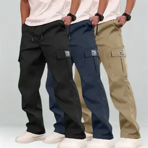 3-Pack - Men's Fashion Lightweight Style! Three-piece long pants set — slanted pockets — versatile casual wear — suitable for everyday wear and sports; spring/summer style with an elastic waistband and a single-sided embroidered logo