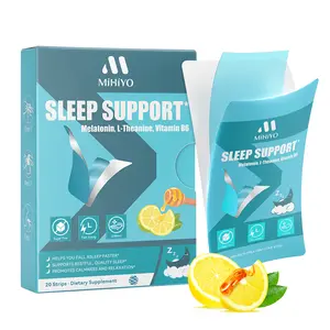 MiHiYo Sleep Support Dissolvable Oral Strips | Melatonin 5mg, L-Theanine & Vitamin B6 for Restful Sleep | Sugar-Free, Non-Groggy, 15s Fast Melt | On-the-Go Sleep Aid | Natural Honey Lemon Flavor (20 Strips)