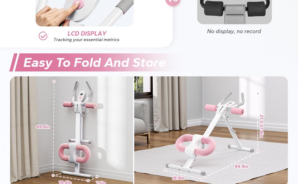MERACH Adjustable Ab Trainer Machine LCD Monitor Foldable Abdominal Exercise Equipment Core Trainer Workout for Body Buttocks Shaper Fitness Equipment SpringStatements