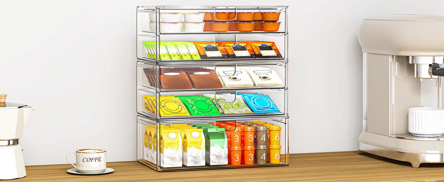 6-Pack Clear Acrylic Stackable Storage Boxes, Multi-Purpose Desktop Organizer for Makeup, Cosmetics & Office Supplies