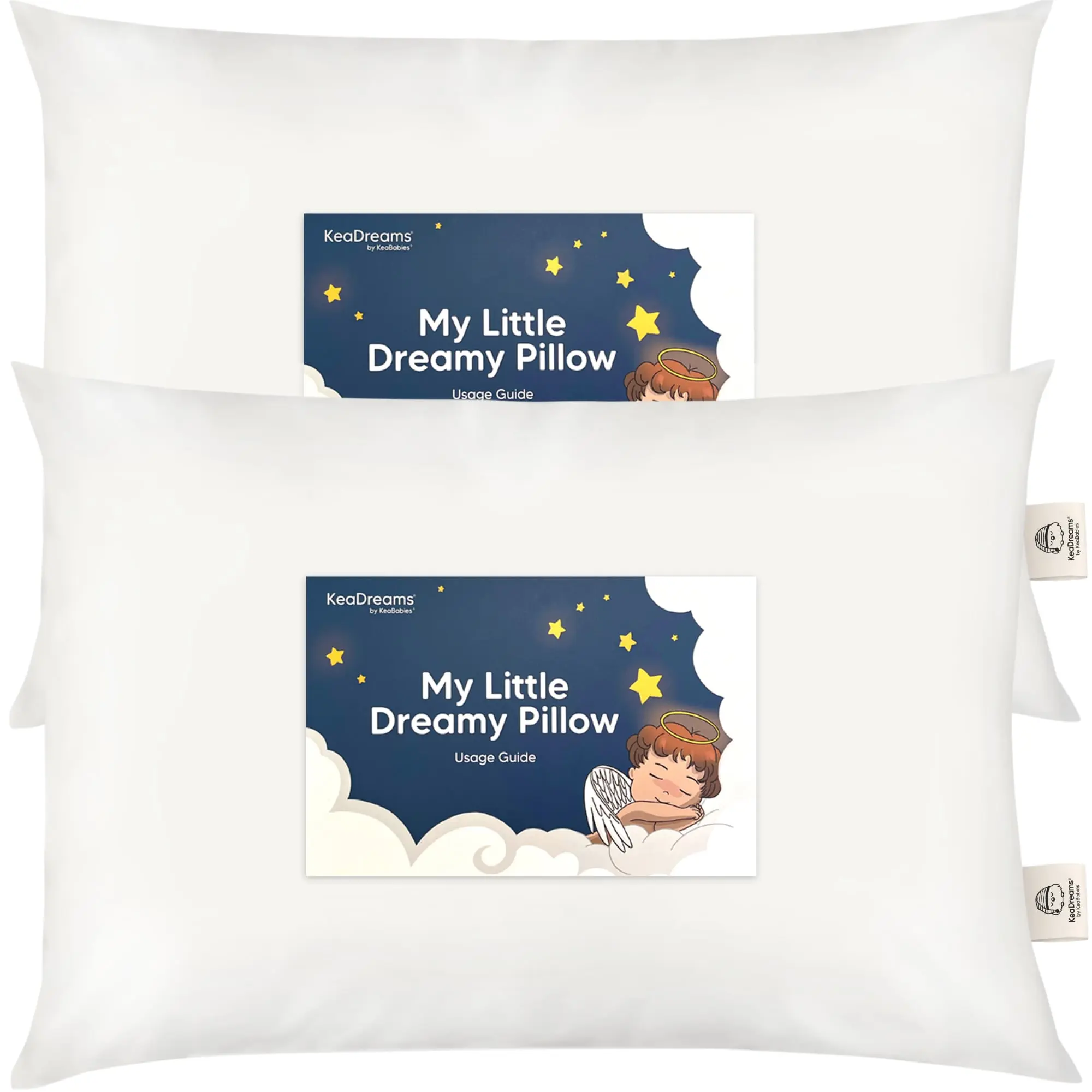KeaBabies 2-Pack Toddler Pillows 2 Year Old to 5-14x20 Soft Organic Cotton Kids Pillow for Sleeping, Travel, School, Daycare, Nap, Toddler Bed, Machine Washable, Without Pillowcase
