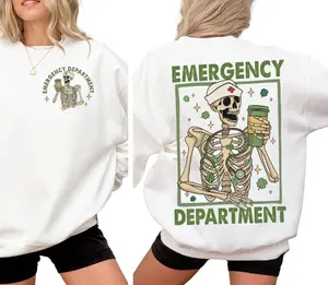 Emergency Department St Patrick’s Day Sweatshirt T-Shirt, Nurse Shamrock Skeleton Tee, Emergency Room Shirt, ER Crew Tee, ER Nurse St Paddy’s Day Gift