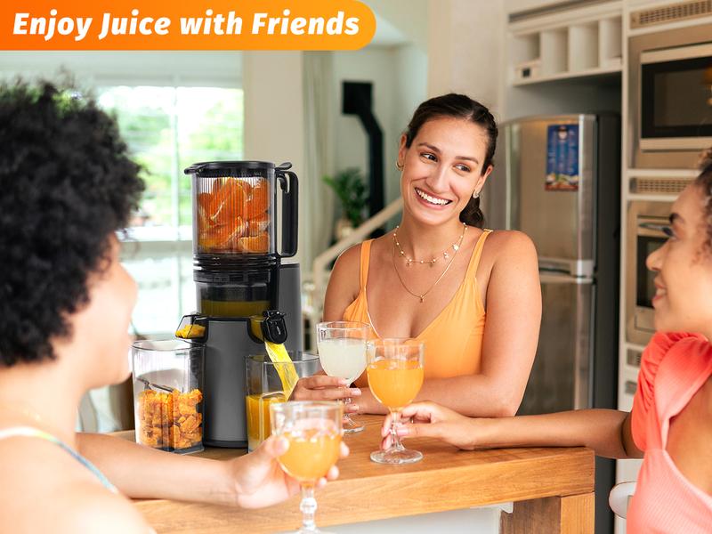 LQZ 350W Cold Press Juicer - Slow Masticating, 4.3&5.4 Inch Feed Chute, High Juice Yield, Easy Clean, 55rpm Technology for Whole Fruits & Veggies