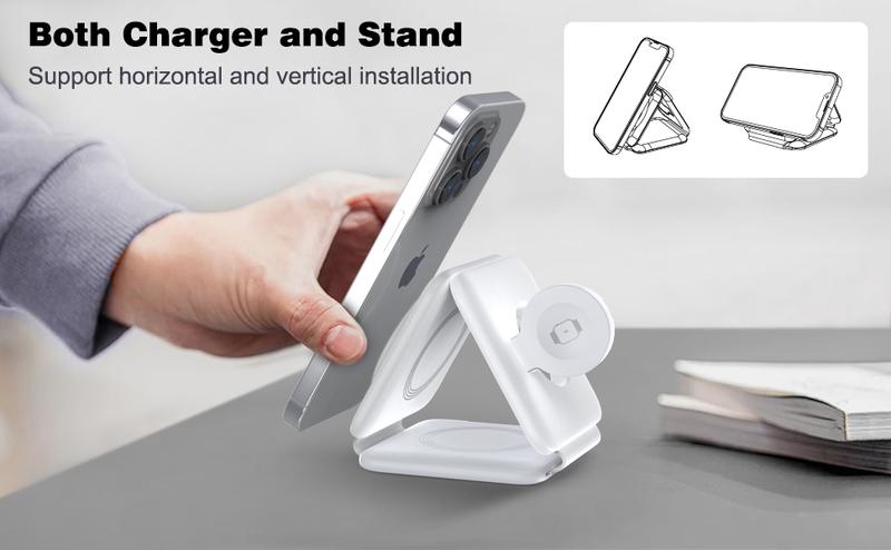 3 in 1 Wireless Charger for iPhone, Not suitable for Android, Magnetic Foldable 3 in 1 Charging Station, Travel Charger for Multple Devices for iPhone 16/15/14/13/12, for AirPods 4/3/Pro, for iWatch