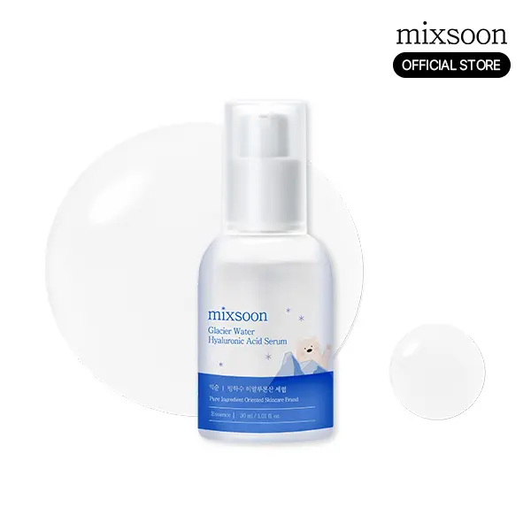 [mixsoon Official Shop] Glacier Water Hyaluronic Acid Serum - 1.01 fl.oz/30ml, Non-greasy Hydrating Moisturizer, Korean Face Care Product for Dry Skin, Selfcare Glass Skin Boost, Intensive Face Serum