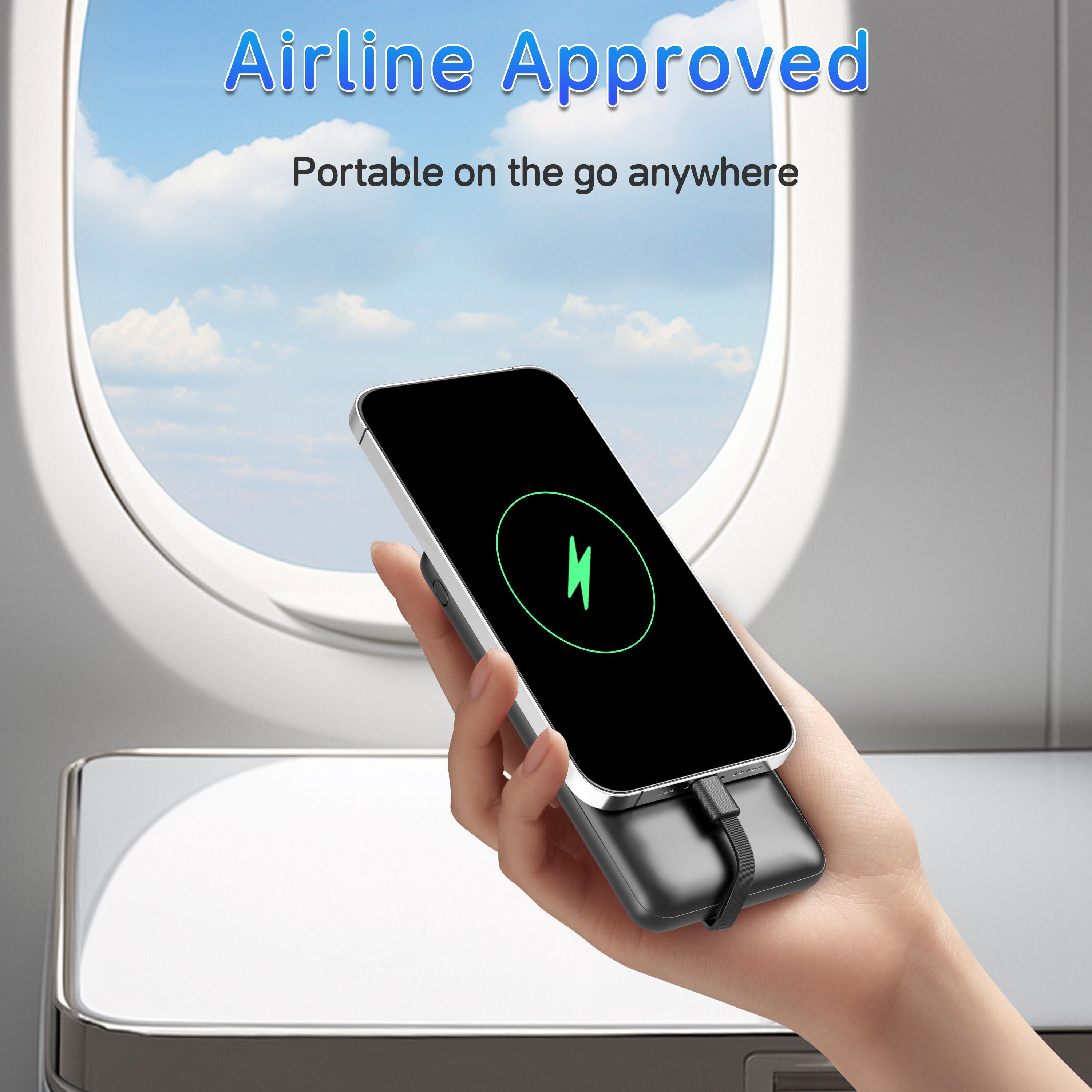 Slim 10000mAh Power Bank with Built-in Cables, 22.5W Fast Charging, Travel-Friendly Portable Charger for iPhone, Samsung, Android & More Smartphone Chargeable