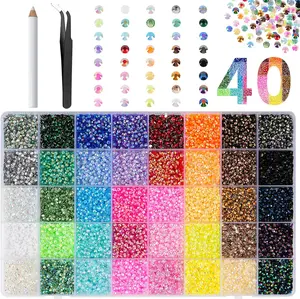 32000Pcs   Resin Jelly Rhinestones 3-5mm Flatback for Bedazzling Crafting Kit with Tools for Clothes Shoes Nails Art DIY