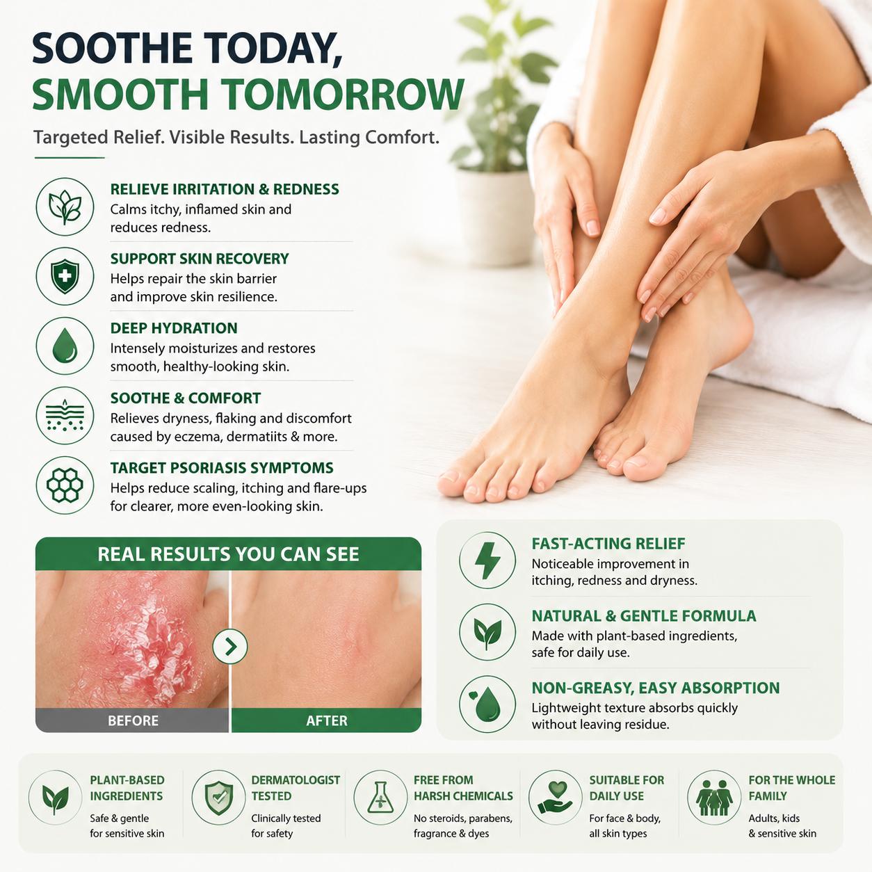 SYSNI Sensitive Skin Soothing Care Cream, Natural Botanical Formula, Helps Soothe Dryness, Itching and Redness, Suitable for Daily Sensitive Skin Care, Scalp Care and Skin Moisturizing Repair, Deep Hydration