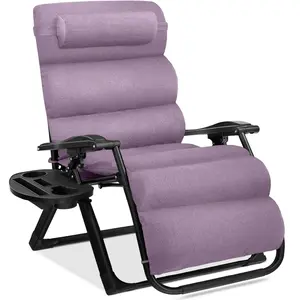 Best Choice Products Oversized Zero Gravity Chair, Folding Recliner w/ Removable Cushion, Side Tray