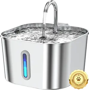 Cat Water Fountain Stainless Steel, 74oz/2.2L Automatic Pet Water Dispenser with Quiet Pump, Ideal for Multi-Pet Homes, Fresh Clean Water for Cats & Dogs