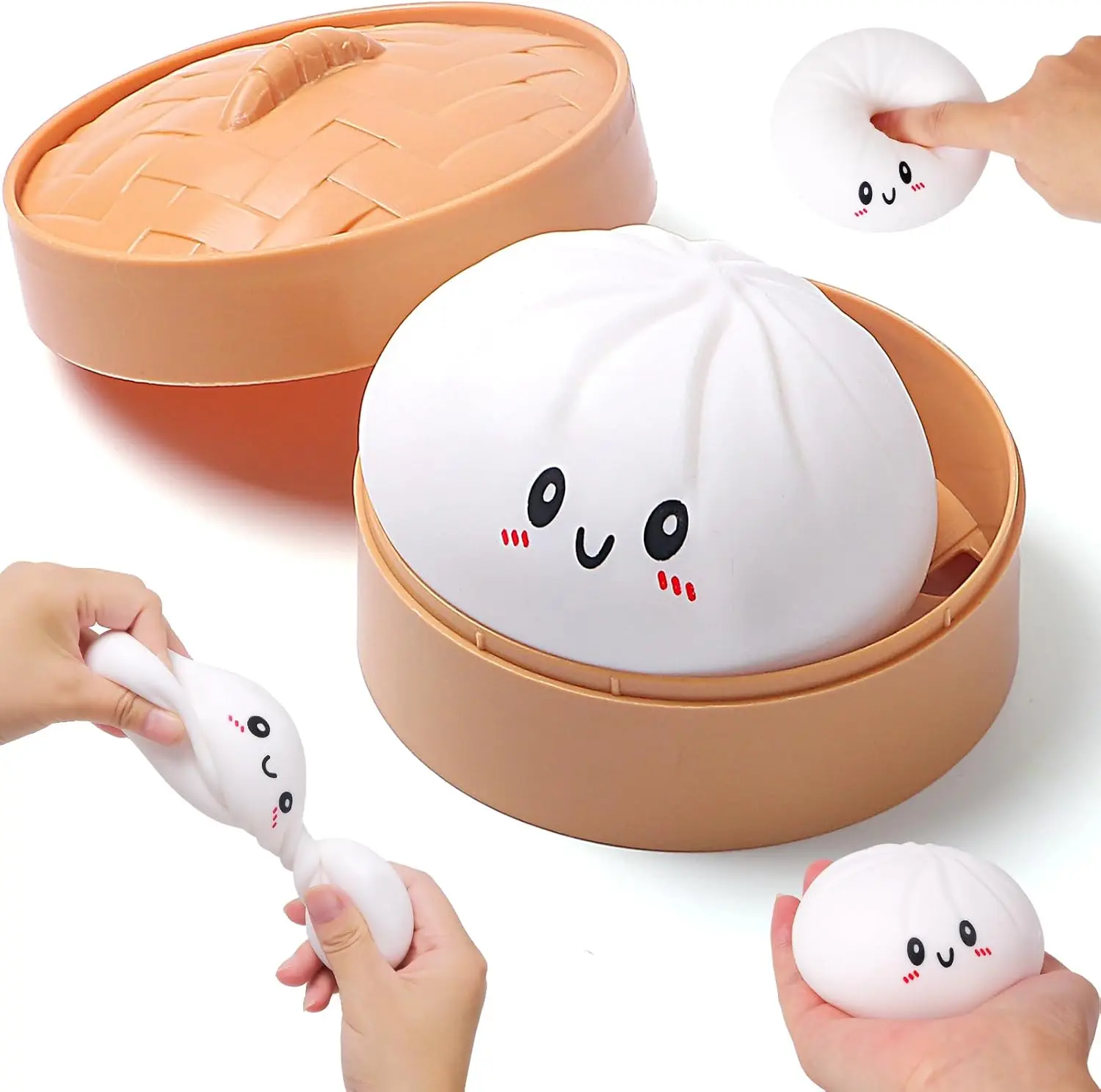 Squishy Dumpling Stress Balls – Soft Dumpling Fidget Toys for Kids & Adults, Stretchy Sensory Squeeze Balls for Stress Relief and Focus