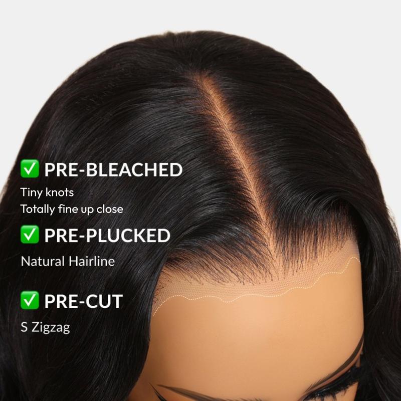 Salon Style at Home-Sunber Pre-Styled Body Wave Lace Frontal Wig with Side Bangs Layered Cut Human Hiar Wigs-No-Fuss, Glueless & Ready to Wear Wig Pre Cut Pre Bleached Pre Plucke 180% Density TikTokShopJumpstartSale