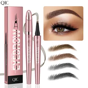 QIC Waterproof Micro-Fork Eyebrow Pencil Long-Lasting Brow Pen for Natural Hair-Like Strokes Smudge-Proof Makeup Tool for Daily Use & Soft Glam Cosmetic