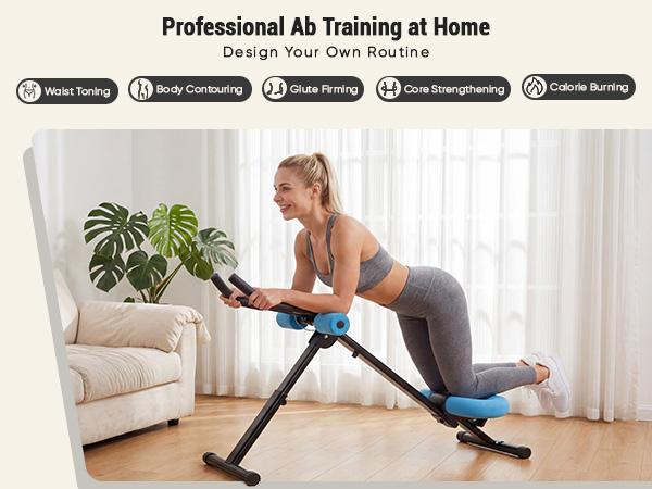 Foldable Ab Machine for Home Workouts – Adjustable Abdominal Trainer with Knee Protection, Compact Core Strengthening Equipment for Home Gym – Space-Saving Design