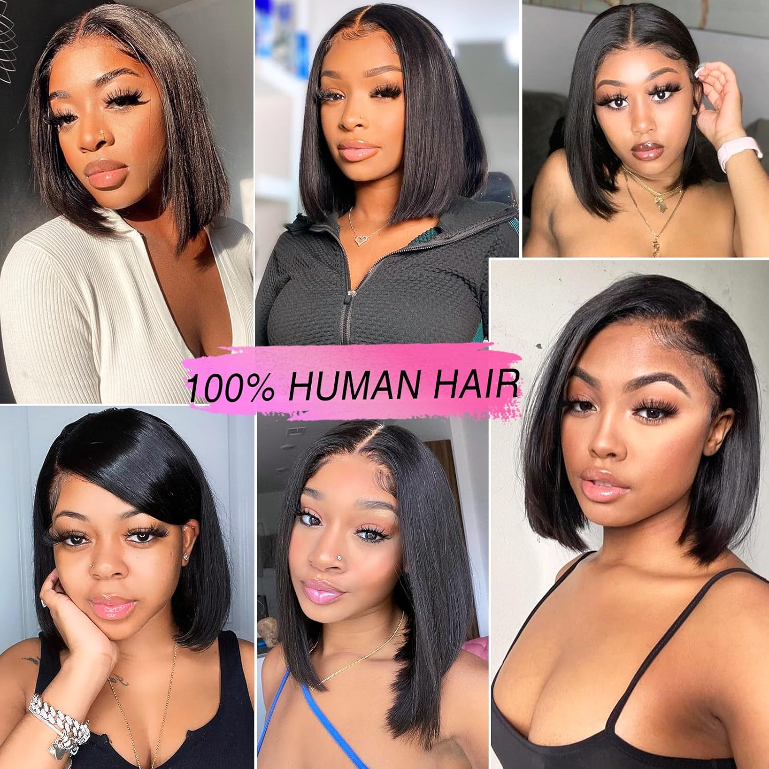 Bob Wig Human Hair Glueless Wigs Human Hair 13x4 HD Lace Front Wigs Pre Plucked Pre Cut 180% Density Short Straight Bob Wigs for Black Women 8 Inch