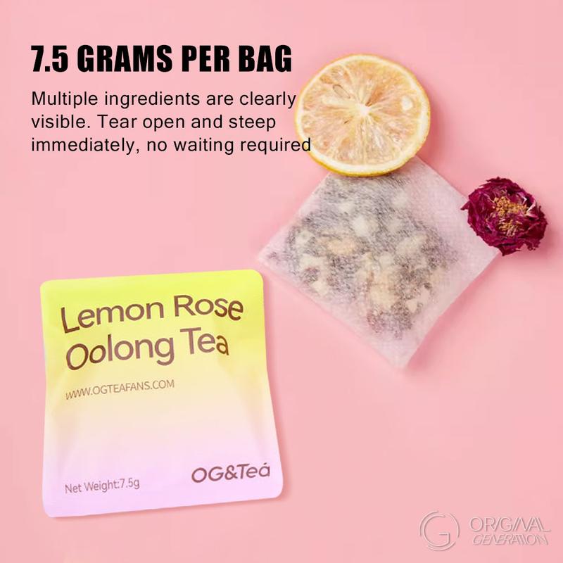 Beauty Tea Lemon Rose Oolong Tea Summer Limited Edition  (7.5g×10packs) With Lemon,Apple,Dragon Fruit,Pear,Oolong Tea,Rose,Citronella,Mint