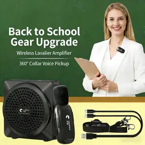 Voice Amplifier Microphone Headset for Teachers with Lavalier Mics Noise Reduction 15 hrs Work Portable Bluetooth Desktop Speaker for Classroom Speech Tour Guide