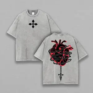 Retro Heavy Limited Kurapika Hunter x Hunter Anime Printed Vintage Washed Tee