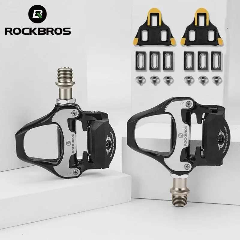 ROCKBROS Road Bike Clipless Pedals, Lightweight with Cleats Set, Compatible with SPD-SL System, Including Clipless Pedal Components & Parts