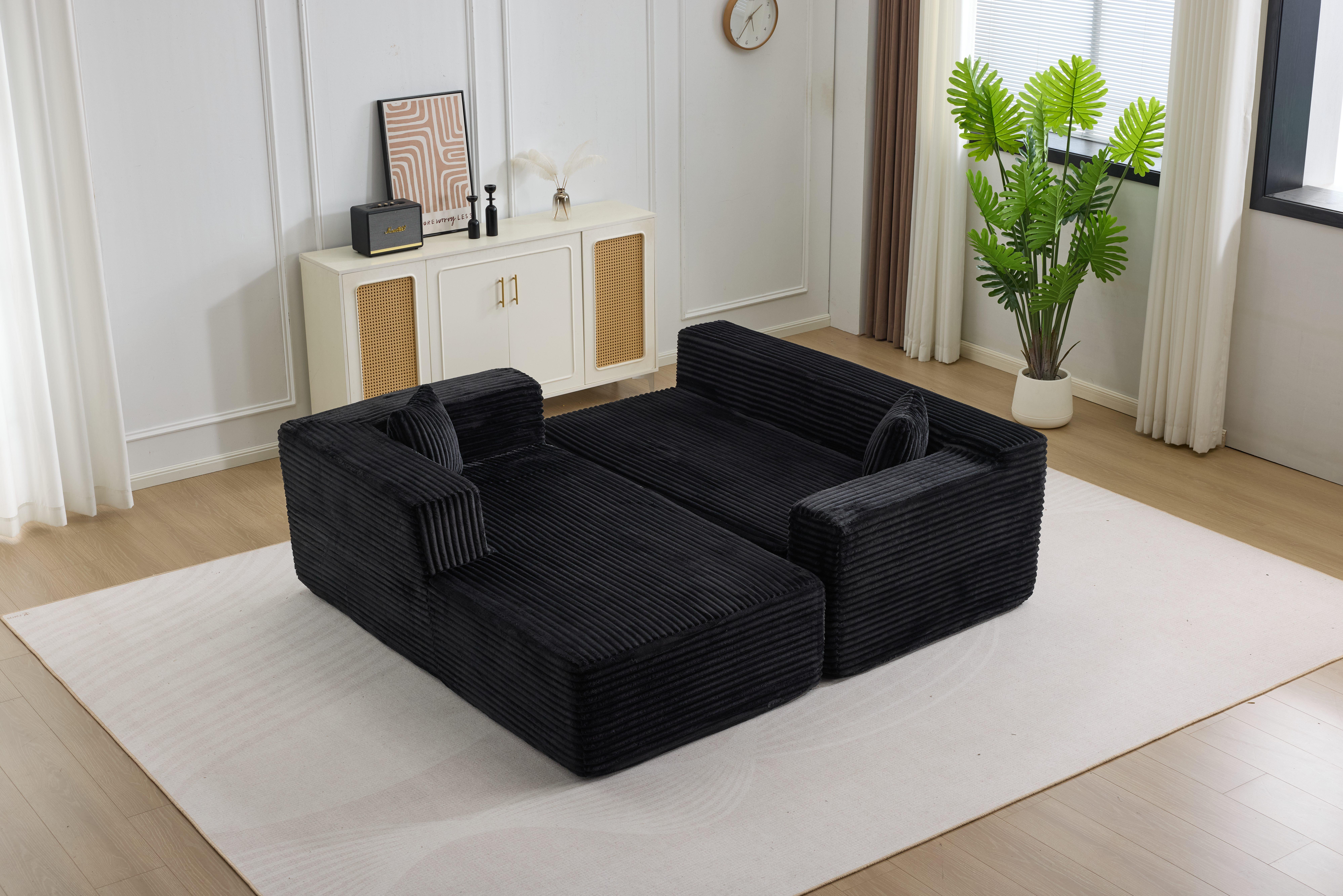 【U-shape: 3 Packages!L-shape: 2 Packages】 137.8“ Cloud Modular Sectional Sofa Couch U-Shape Chaise Corduroy Fabric No Assembly Required for Living Room Bedroom 【U-shape: 3 Packages!L-shape: 2 Packages】 137.8“ Cloud Modular Sectional Sofa Couch U-Shape Chaise Corduroy Fabric No Assembly Required for Living Room Bedroom