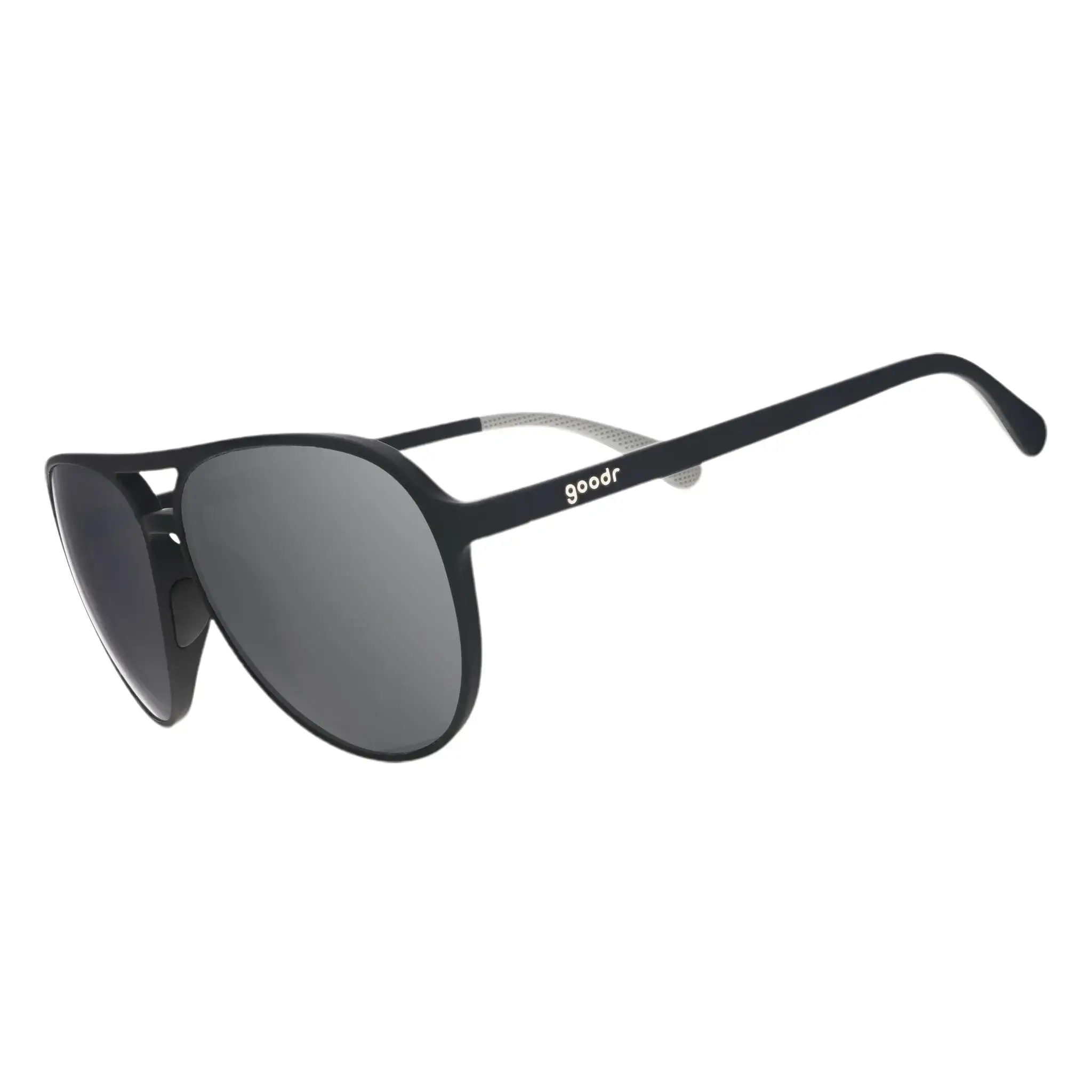 goodr Add the Chrome Package Large Size (Mach G) Solid Black Frame with Chrome Lens, UV400, No Slip No Bounce No Tangle