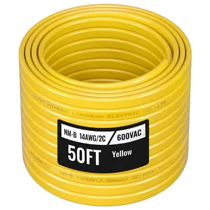 VEVOR NM-B Wire, 14AWG/2C Non-Mettalic Residential Indoor Electrical Wire with Ground, PVC Sheathed High-Purity Copper Core Cable, for Outlets, Switches, Other Loads & Lighting Wiring Projects(50 ft)