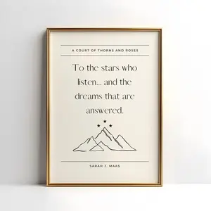 ACOTAR "To The Stars Who Listen" Quote Art - Night Court Velaris Poster - Starfall Mountain Illustration - Feyre and Rhysand Wall Decor
