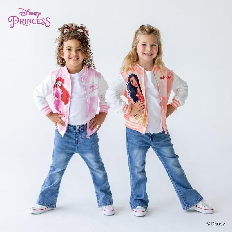 Disney Minnie Mickey Stitch Princess Frozen Elsa Marvel Jacket Lightweight Coat Button-Up Color Block Sweatshirt for Kids 2-14 Years