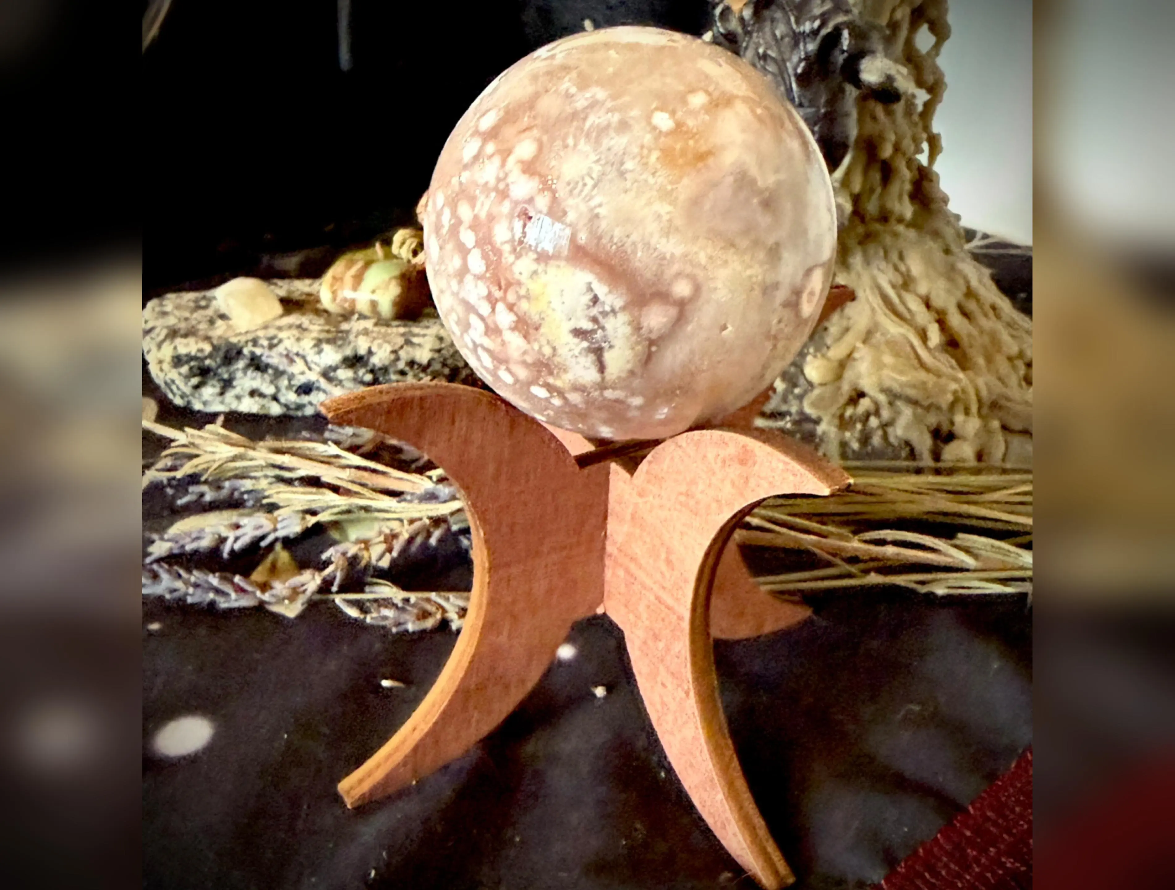 Handcrafted Flower Agate Sphere - Rare Agate Stone Art Piece, Cultural Collectible, Approx 2.75in Sphere Shape Carving, Approx 2.75” Sphere