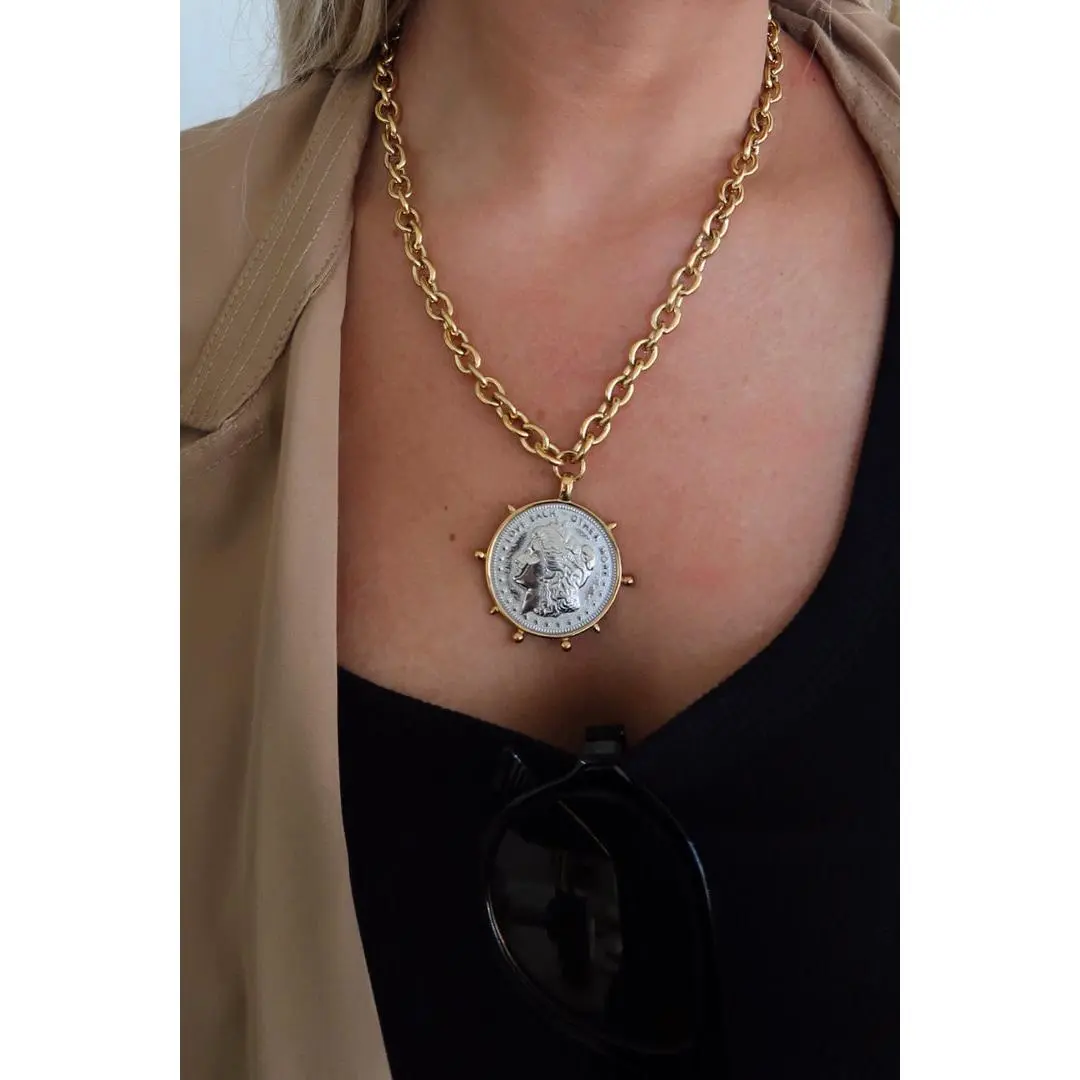 TWO TONED COIN NECKLACE