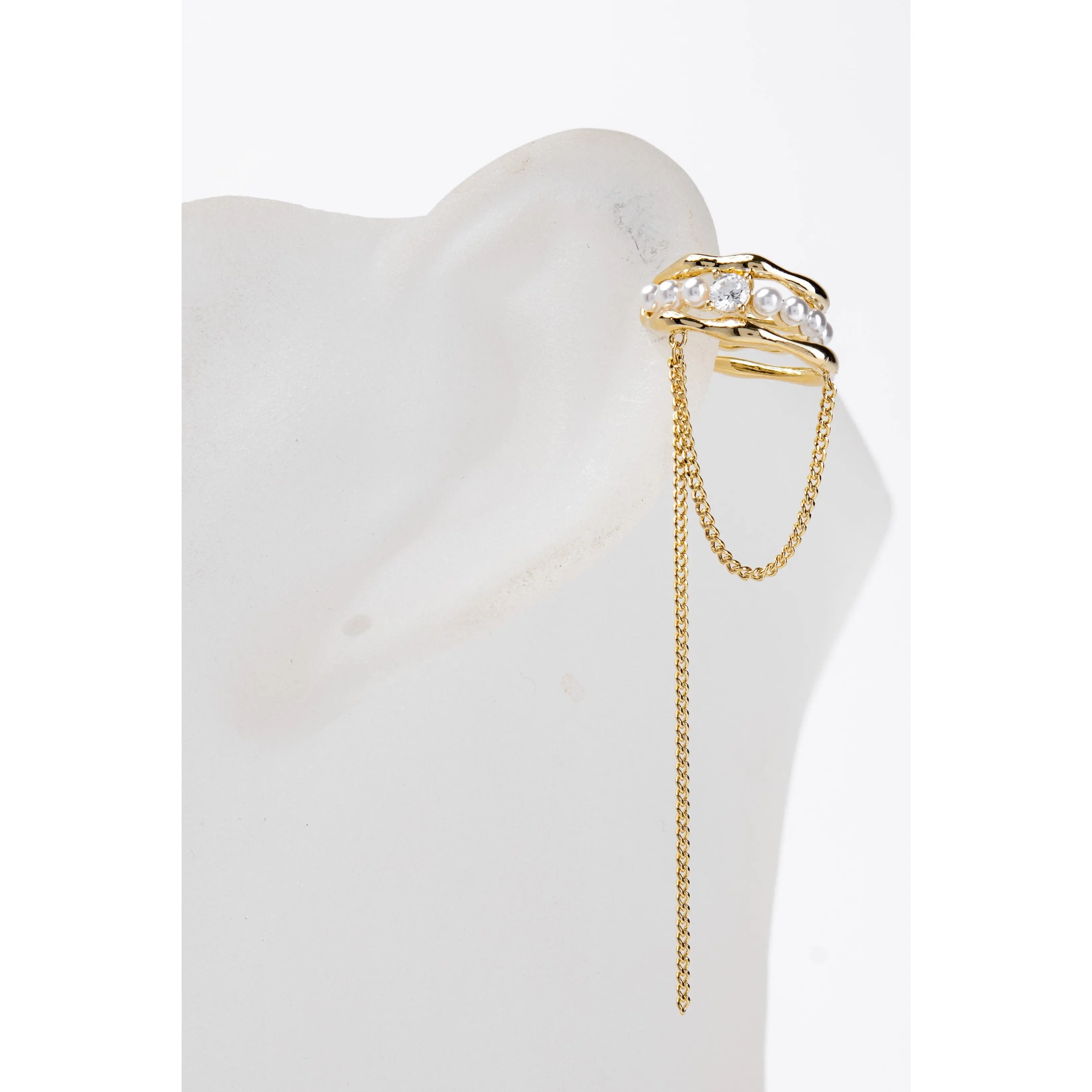 Giselle Pearl Cuff Dangle CZ Earring