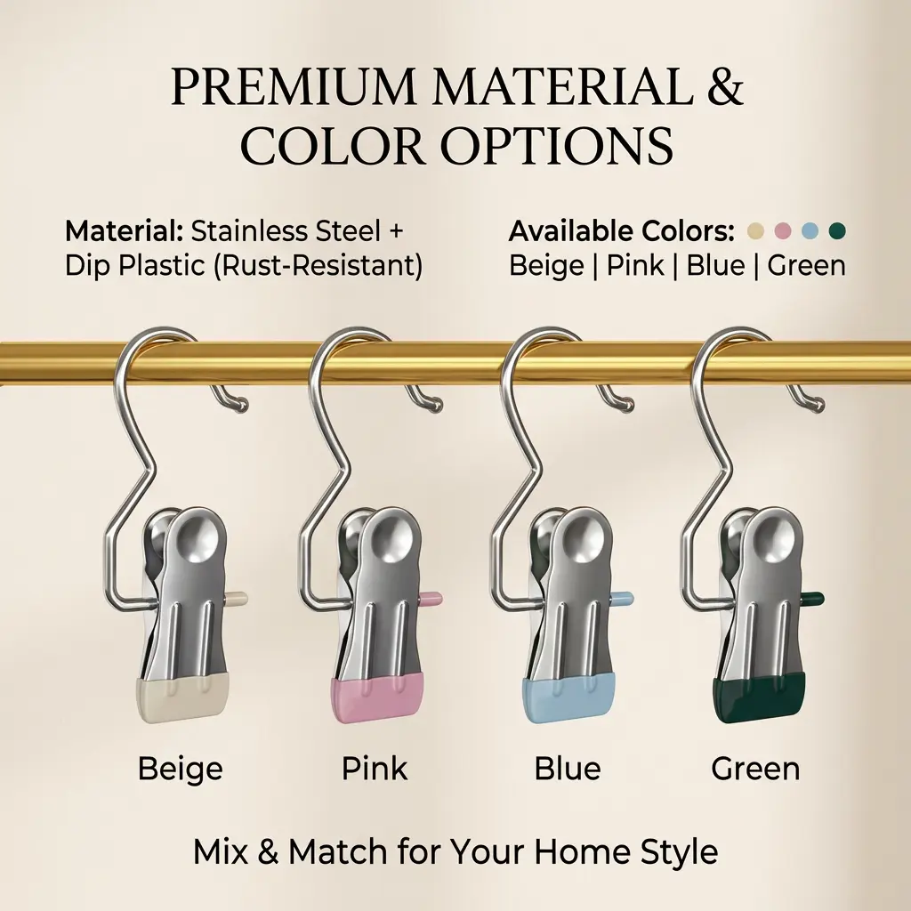 16 Metal Hook Clips,Rust-proof Stainless Steel Non-slip Clothes Clips,Lightweight Hanging Organizer,Boot Rack Clips,Multi-purpose Clips,House Organizer,Heavy-duty Wardrobe Hanger Storage Unit for Home and Travel,Storage Rack for Hats,Pants & sock Laundry