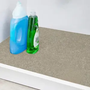 LeakGuard Under Sink Mat 24x24 – Waterproof Non-Adhesive Cabinet Liner, Absorbent Felt Shelf Protector for Kitchen & Bathroom Cabinets, Easy-Trim Leak Protection Mat (Beige & Black)
