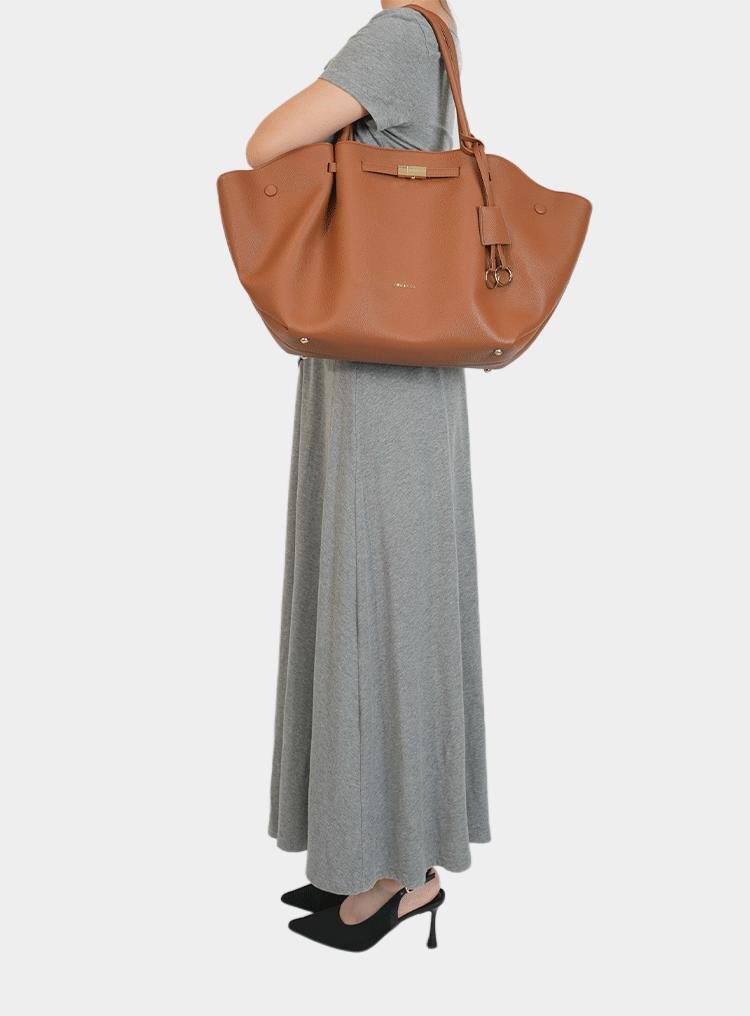 NEWBELLA Marella Top Handle Tote Bags - Elegant PU Leather Tote with Detachable Charm & Magnetic Closure System for Everyday Use 23.6" x 12.6" x 5.5" x 11" SpringStatements