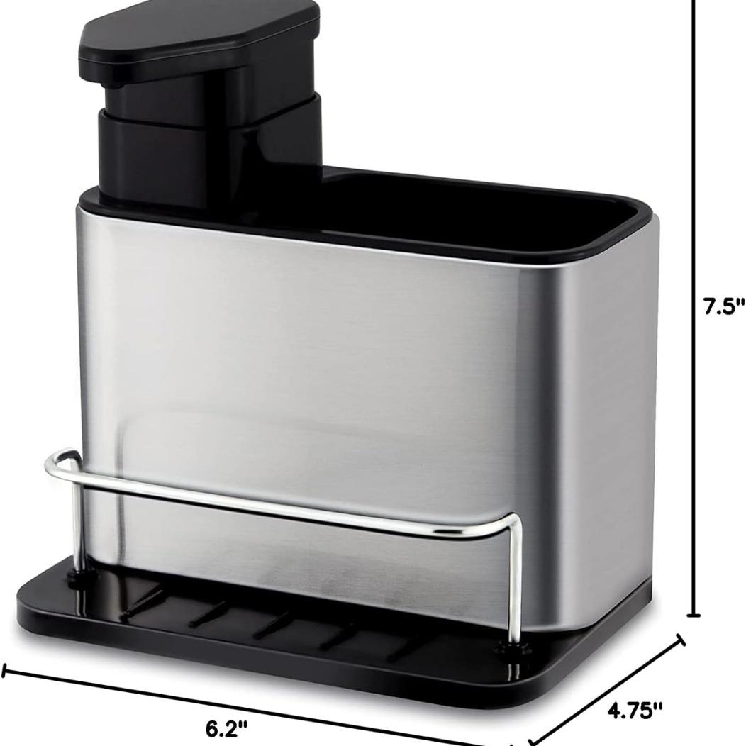 Dish Soap Dispenser 3-in-1 Sponge Holder for Kitchen Sink Rustproof with Easy Access Pump and Secure Sponge Storage hand soap dispensers