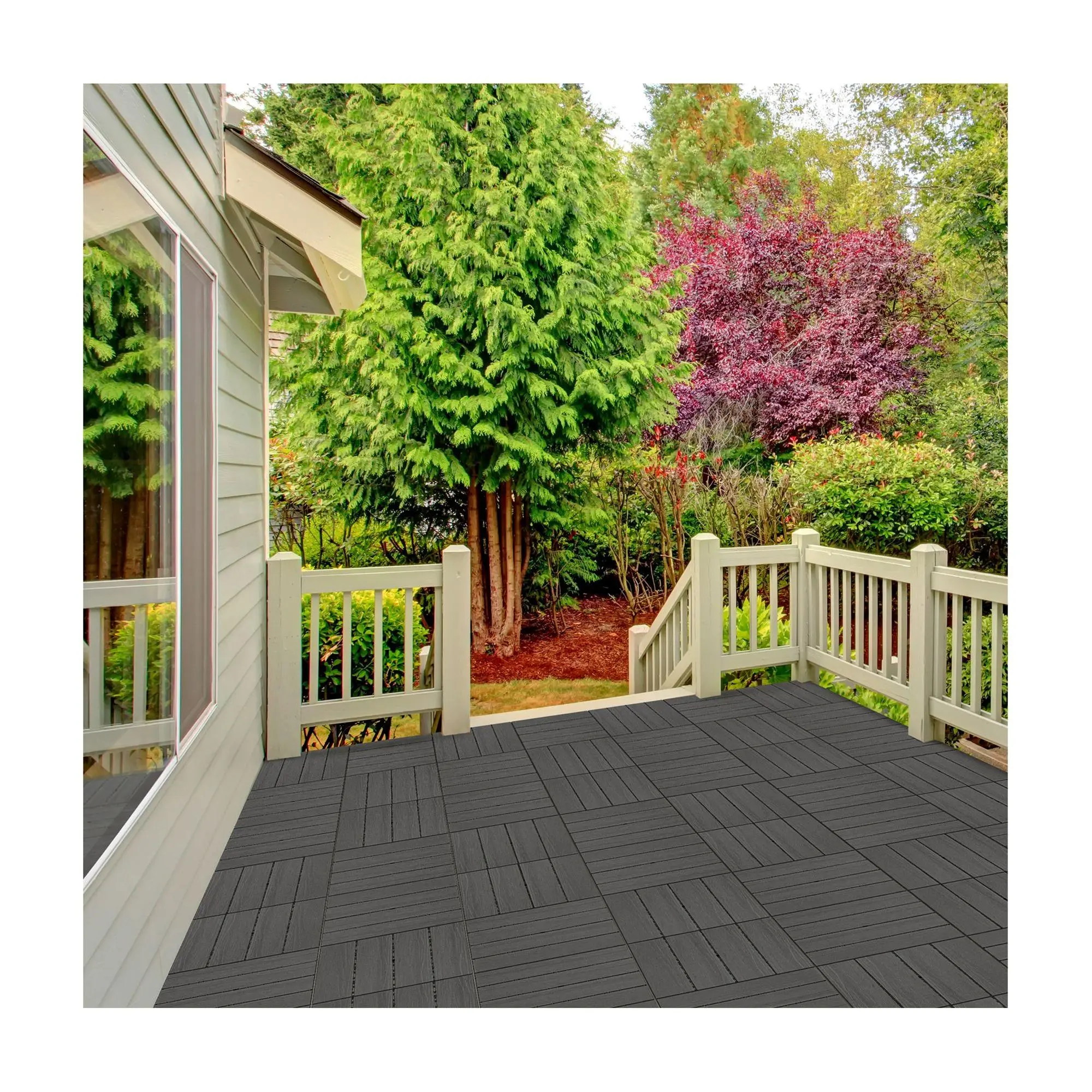 Pure Garden Set of 6 Wood/Plastic Composite Interlocking Tiles