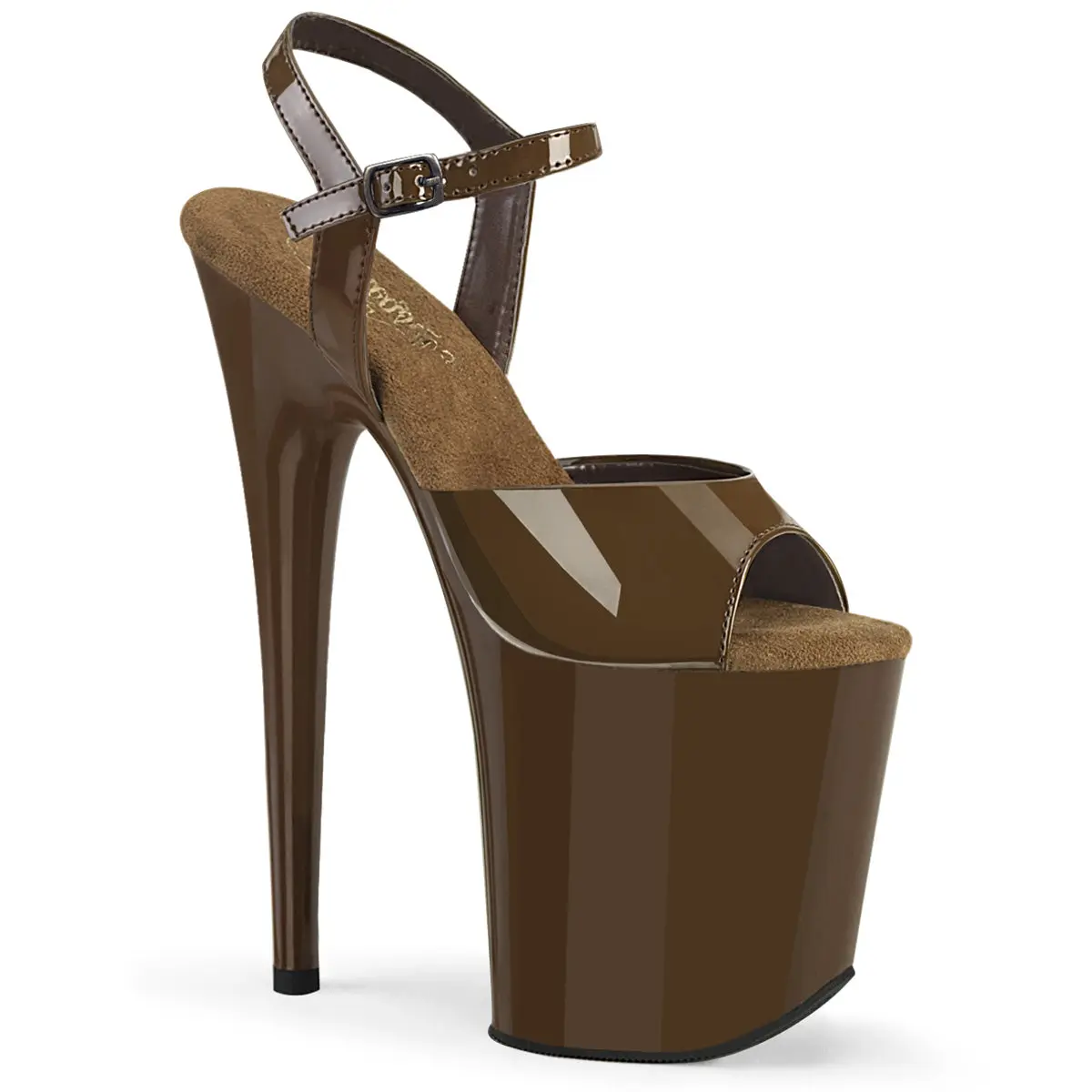 Pleaser Women's Flamingo-809 Sleek Open-Toe Sandals, 8" High Heel with 4" Platform and Ankle Strap, High Heels, Footwear, Stylish, Statement Shoes, Classy, Fashion, Heeled, Faux Leather, Elegant, Night Out, Buckle, Glitter, Chic