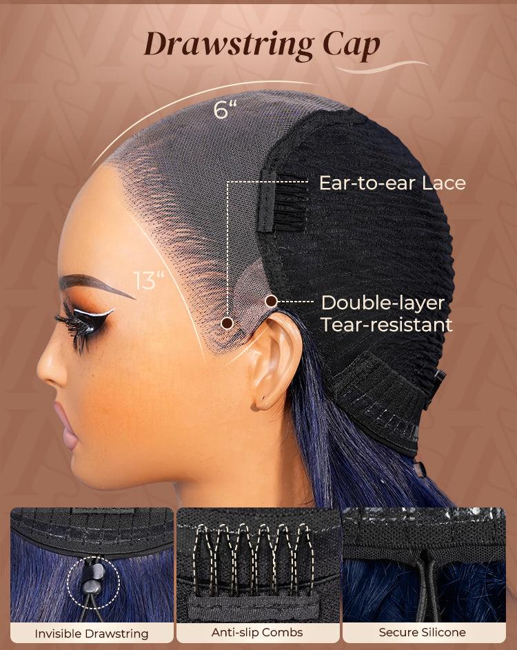 Arabella 13x6 Three-Go Midnight Blue Glueless Loose Body Wave Wig With Drawstring 100% Human Hair Ear to Ear Parting-Max Pre-everything Frontal Lace Wigs SpringStatements